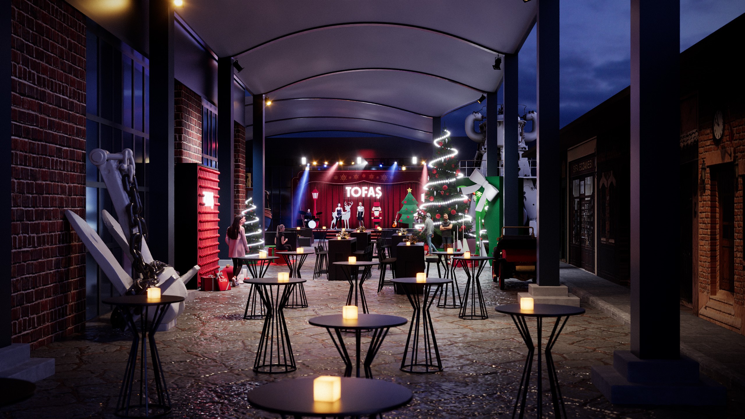 Tofaş Yılbaşı Etkinliği 2026 - Beycan Çetin 3D Görselleştirme | etkinlik sahne tasarımı,  yılbaşı etkinliği görselleştirme,  kurumsal etkinlik tasarımı